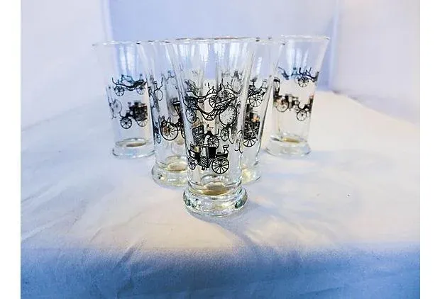 Mid-Century Auto Cordial Glasses - Set of 7 | Chairish