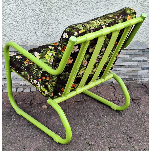 Vintage Garden Chair in Green Tubular Steel, 1980s For Sale - Image 3 of 9