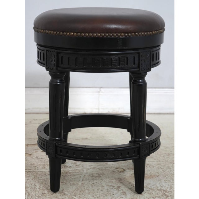 Traditional Set of 4 Frontgate Leather Counter Stools For Sale - Image 3 of 17