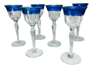 Crystal Champagne Glasses from Val Saint Lambert, Set of 6
