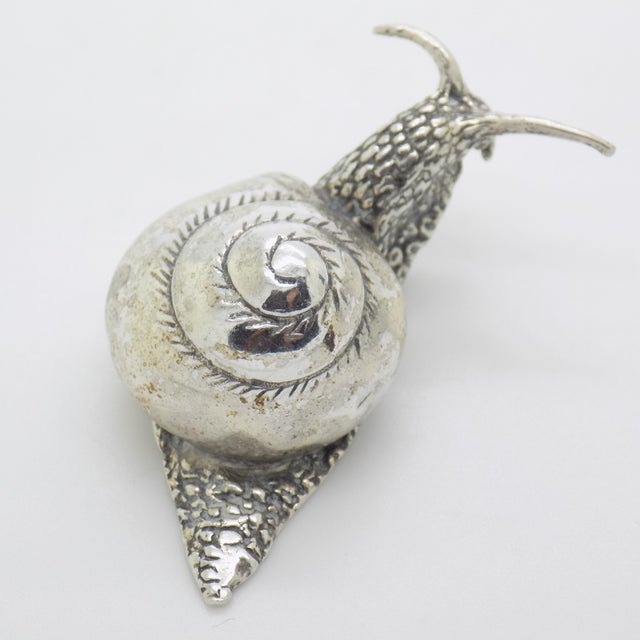 Vintage Italian Handmade Genuine Sterling Silver Life Size Snail Solid Figurine Sculpture For Sale - Image 6 of 11