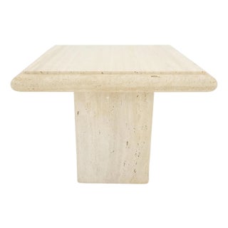 Travertine 27x27" Square Top & Pedestal Base Side Occasional Table Stand For Sale