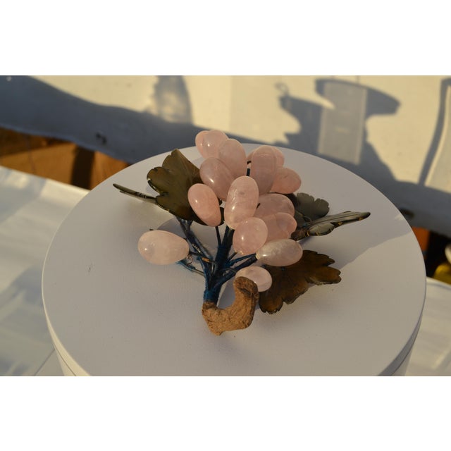 1960s Carved Rose Quartz Grapes Cluster For Sale - Image 5 of 8