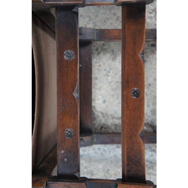 Late 19th Century Antique Spanish Revival Quartersawn Oak Leather Nailhead Side Chair For Sale - Image 9 of 12
