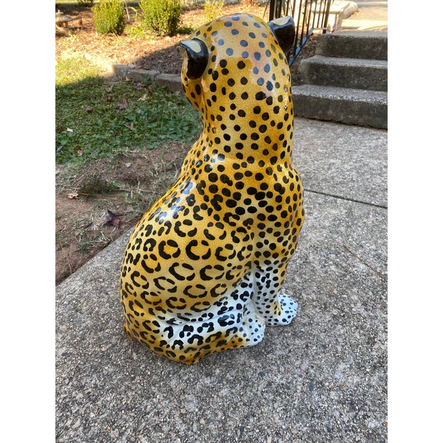 Gold Mid 20th Century Large Italian Ceramic Leopard For Sale - Image 8 of 13