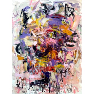 The Things We Don't Say ..An Expressive Abstract Alive With Layers of Lavender, Pinks, Gold and Violets. For Sale