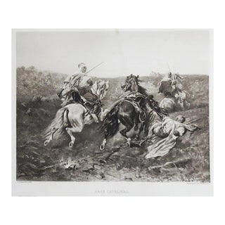 Late 19th Century Arab Horse Cavaliers After Adolph Schreyer Photogravure For Sale