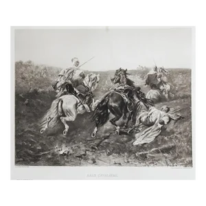 Late 19th Century Arab Horse Cavaliers After Adolph Schreyer Photogravure