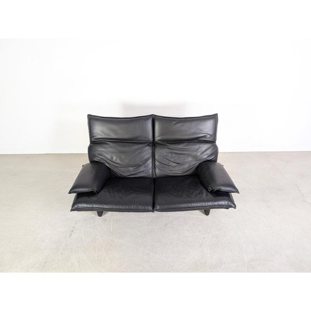 Vintage Italian 3-Seater Sofa in Black Leather, 1980s For Sale - Image 10 of 18