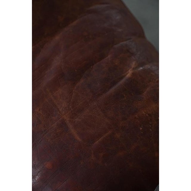 Metal Moroccan Dark Red Upholstered Camel Saddle Ottoman, North Africa, 1940s For Sale - Image 7 of 17