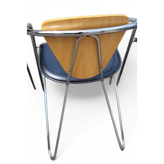 Metal Italian Postmodern Chrome, Bentwood and Black Leather Dining Chairs from Effezeta, 1980s, Set of 4 For Sale - Image 7 of 18