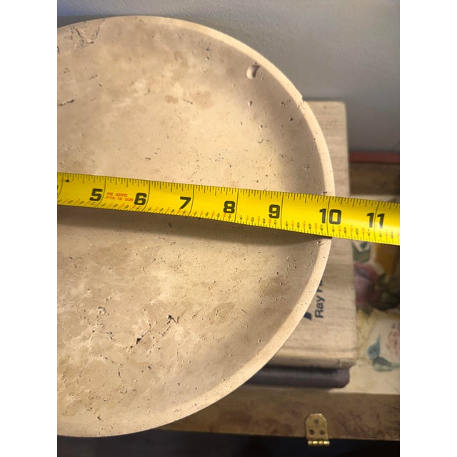 Organic Modern Travertine Style Pedestal Bowl – Mediterranean Stone Compote Centerpiece For Sale - Image 10 of 12