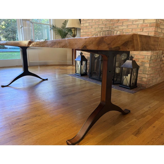 Custom Handcrafted Black Walnut Dining Table With Sculptural Pedestal Base For Sale - Image 18 of 18