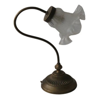 Tulip Glass Lampshade Accent Table Lamp, France, 1970s For Sale