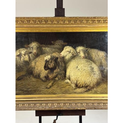 D. Van Lokhorst, Sheep in the Stable, 19th Century, Oil on Canvas For Sale - Image 14 of 18