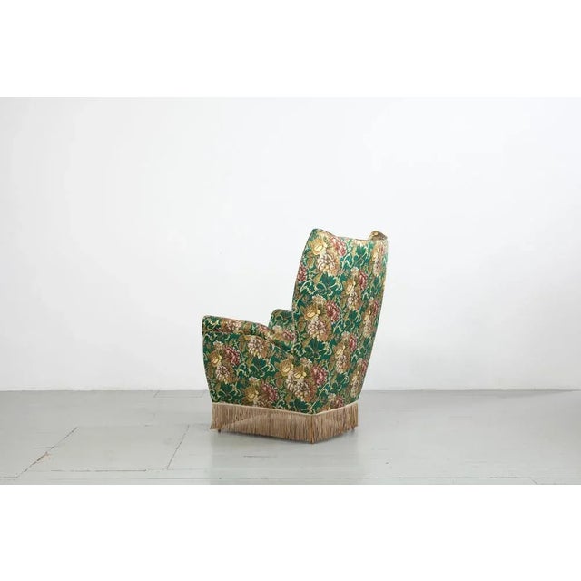 Wood Italian Floral Upholstered Wingback Chairs from I. S. A. Bergamo, 1950s, Set of 2 For Sale - Image 7 of 18