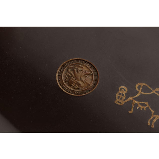 Large Mid-Century Black Resin Pigment and Brass Inlaid "Great Lakes" Tray by Couroc For Sale - Image 12 of 12