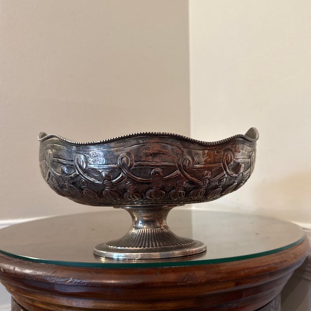 1970s Italian Style Silver Plated Footed Decorative Bowl For Sale - Image 9 of 10