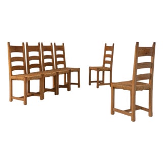 20th Century French Provincial Oak Ladder-Back Dining Chairs - Set of 6 For Sale