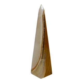 Vintage Ivory and Brown Onyx Obelisk For Sale