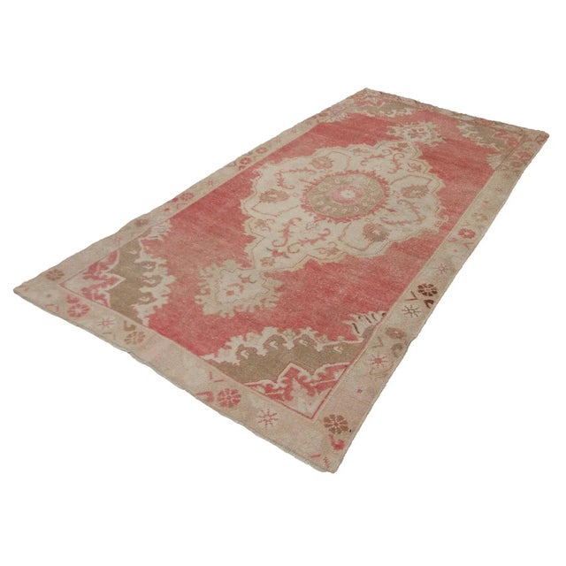 Mid-Century Modern Mid 20th Century Vintage Distressed Turkish Rug-4′7″ × 8′2″ For Sale - Image 3 of 7