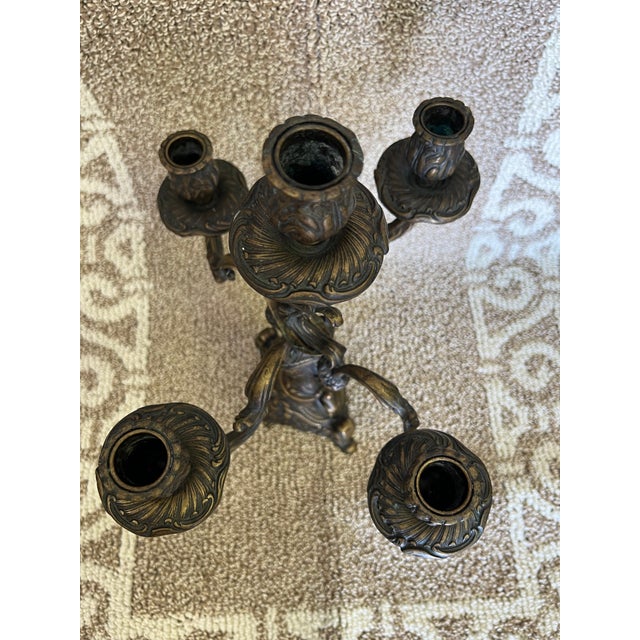Mid 20th Century Mid 20th Century 5 Arm French Baroque, Gothic Candlestick For Sale - Image 5 of 12