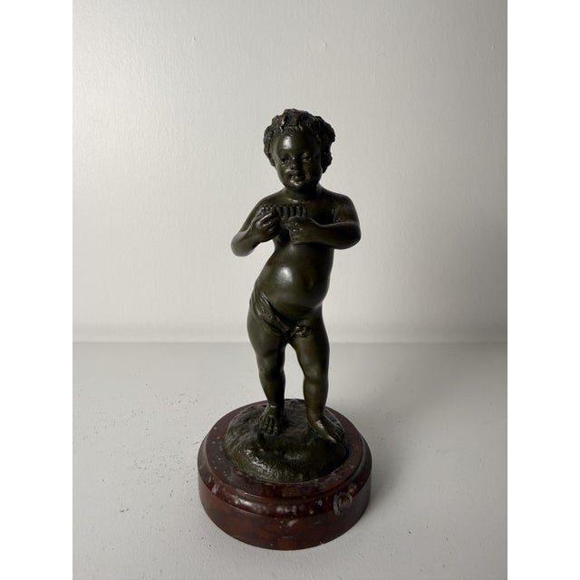 Metal Clodion, Small Sculpture Depicting Cupid, 1700, Bronze on Marble Base For Sale - Image 7 of 16