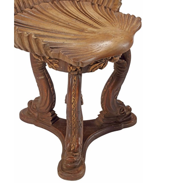 Mid 20th Century Mid 20th Century Venetian Style Parcel-Gilt Shell Form Carved-Wood Grotto Chairs For Sale - Image 5 of 6