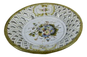 Decorated and Pierced Ceramic Dish by A.G.A