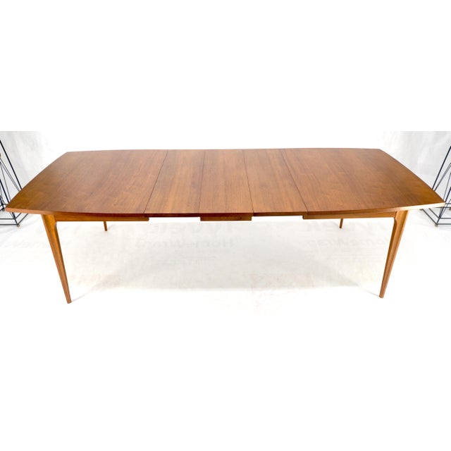 Tapered Legs Walnut 3 Leaves Danish Mid Century 66" Long Dining Table MINT! For Sale - Image 6 of 13