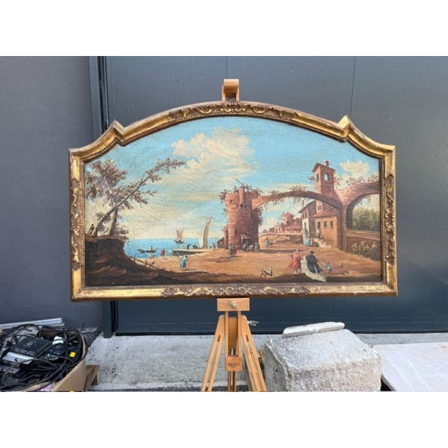 Venetian School Artist, Landscape Composition, 18th Century, Oil Painting on Canvas, Framed For Sale - Image 4 of 17