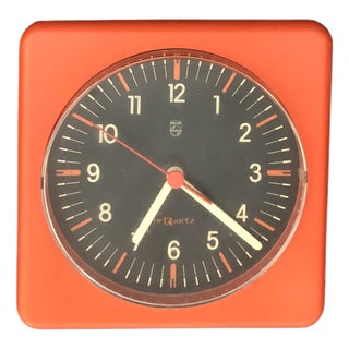 Vintage HF Quartz Wall Clock from Philips, 1970s For Sale