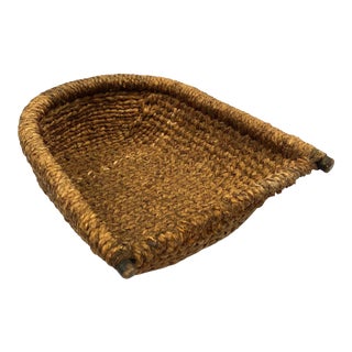 Early 1900s Handcrafted Korean Horseshoe Shape Rice Basket For Sale