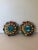 This beautiful and vibrant pair of Vintage Mexican Colored Crystal and Petit Point Pearl Cluster Earrings are sure to...