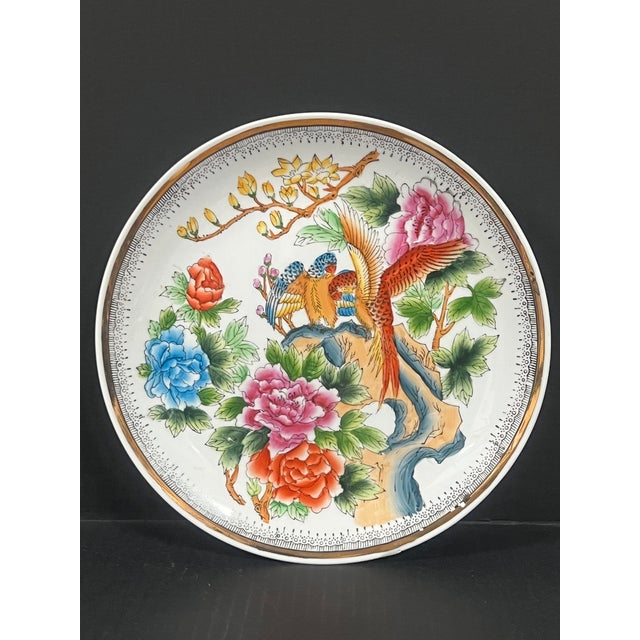 ITEM NAME: Chinese Art Porcelain Famille Rose Plate with Floral and Bird Design ORIGIN: China AGES: Late 20th Century...