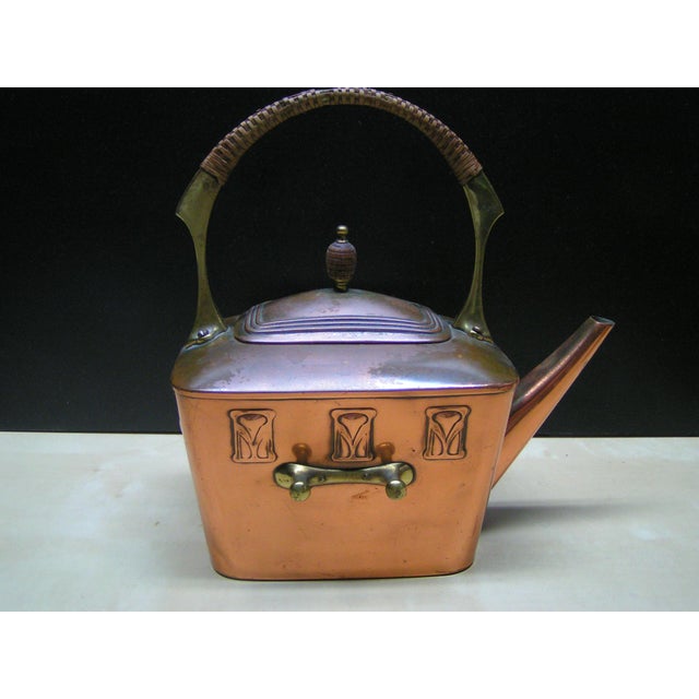 Vintage Copper Side Handle Coffee Pot & Brass Tea Pot Set ...