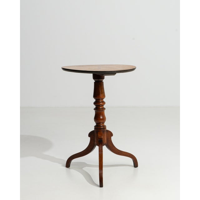 Wood French Inlaid Wooden Side Table with Round Top, Circa 1900 For Sale - Image 7 of 13