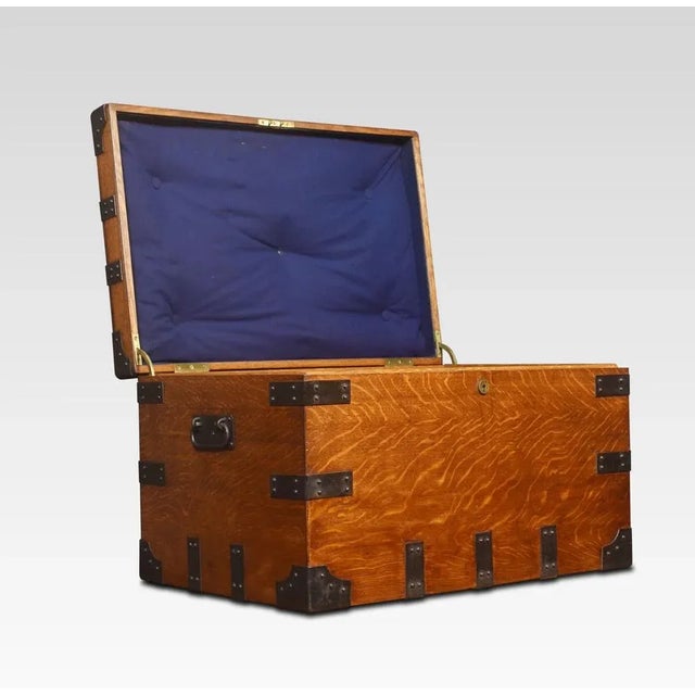 Wood Antique Oak and Iron Bound Silver Chest For Sale - Image 7 of 9