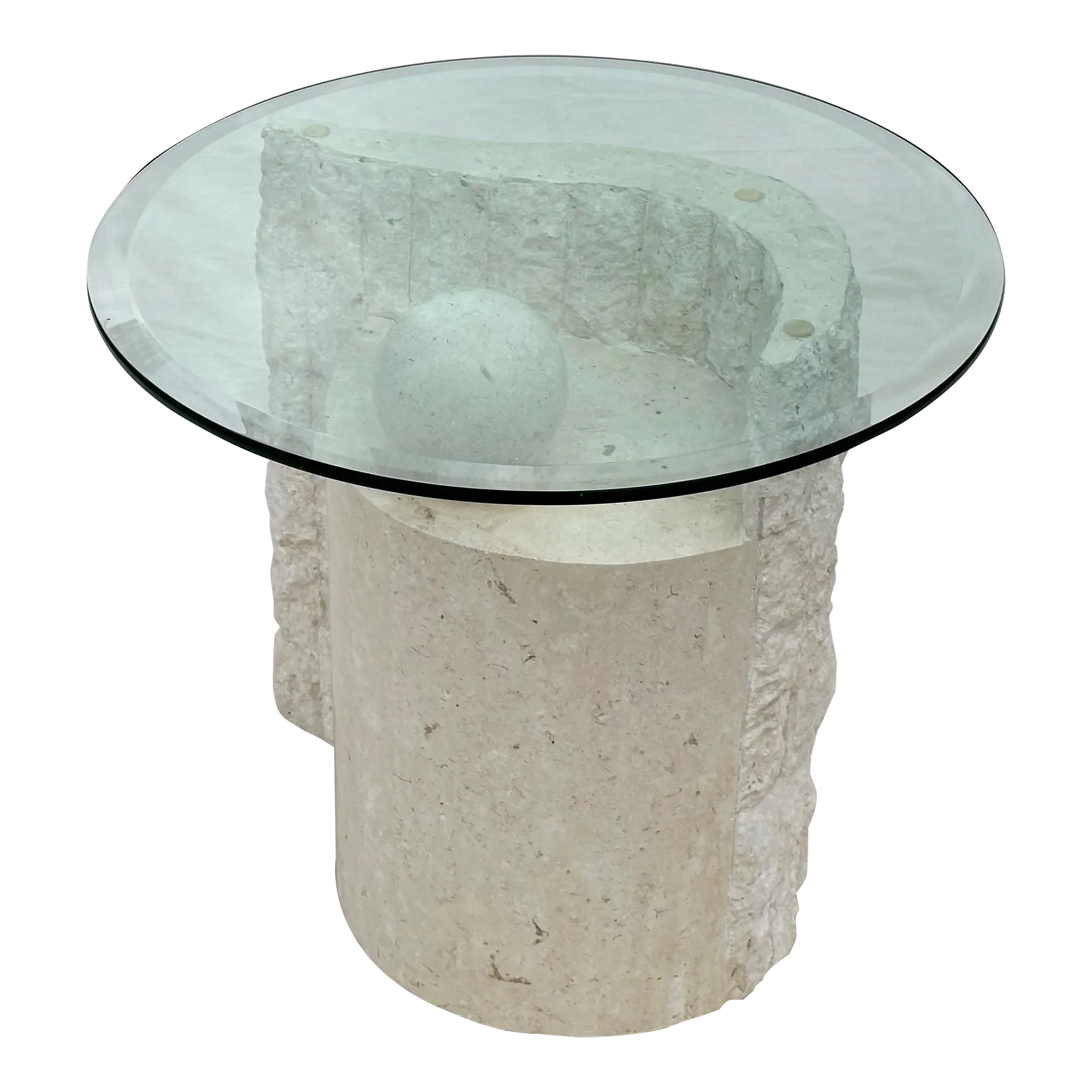 1980s Magnussen Postmodern Mactan Tesselated Stone & Glass Side