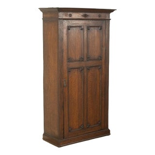 Antique Oak Cabinet with Coffered Paneling, 1900 For Sale