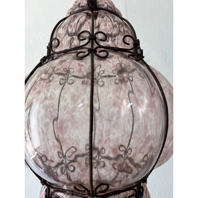 Seguso Vetri d'Arte 1 of 3 Big Mid-Century Seguso Murano Amethyst Blown Tortoise Lantern Chandelier For Sale - Image 4 of 9