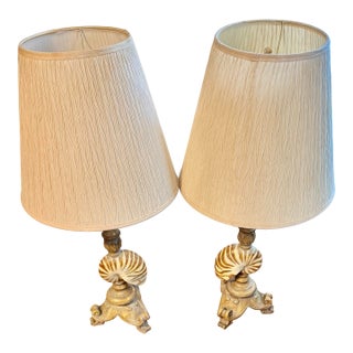 Mid 20th Century Nautilus Shell Table Lamps - a Pair For Sale