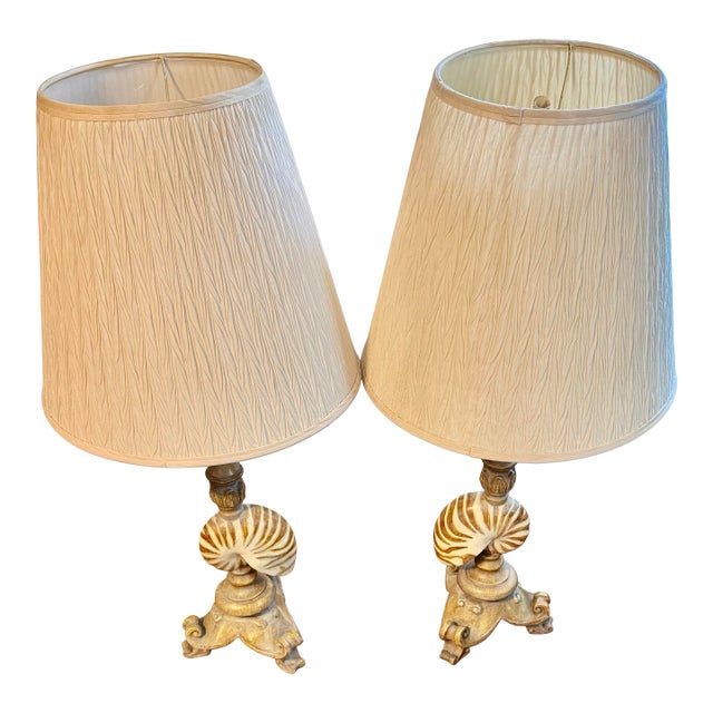 Mid 20th Century Nautilus Shell Table Lamps - a Pair For Sale