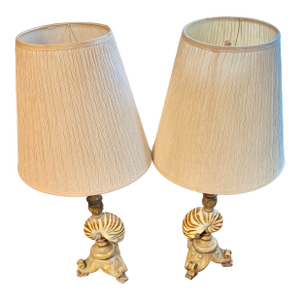 Mid 20th Century Nautilus Shell Table Lamps - a Pair