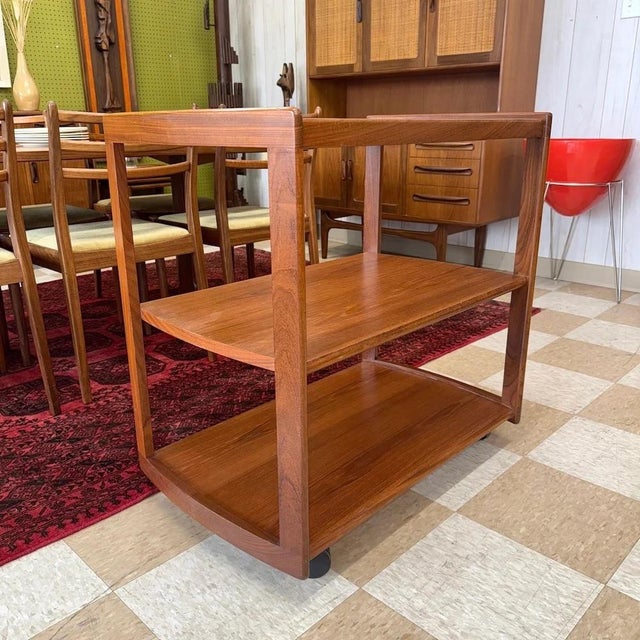 Meredew Meredew, Bar Cart, Afromosia, Glass, England, 1970s For Sale - Image 4 of 8