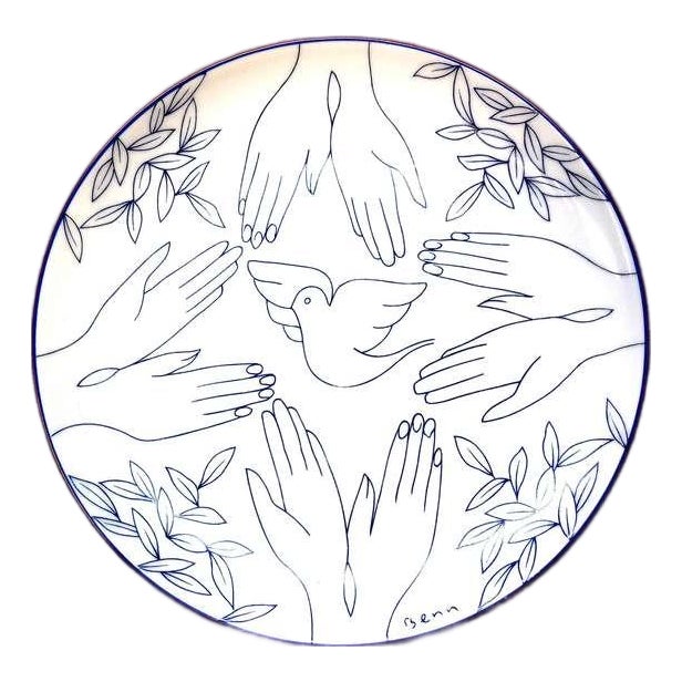 1960s Ben Benn, Dove of Peace Limoges plate For Sale