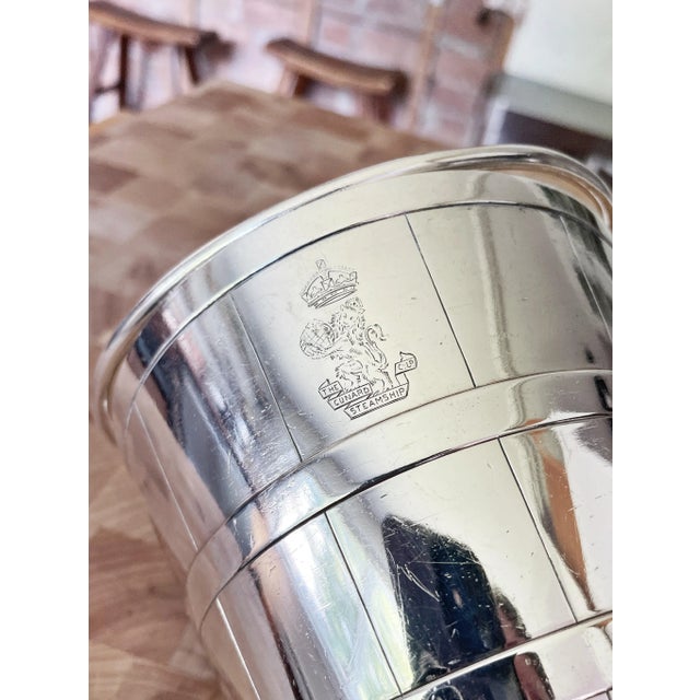 1914 Silver Plated Ice Bucket From the Cunard Steamship Line For Sale - Image 4 of 8