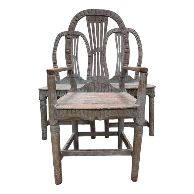 Swedish Painted Folk Chairs, 1900s, Set of 3 For Sale