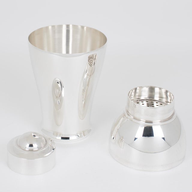 1940s Saint Medard Art Deco Silver Plate Baby Cocktail Shaker and One-shot Glasses - 3 pcs with Case For Sale - Image 9 of 17