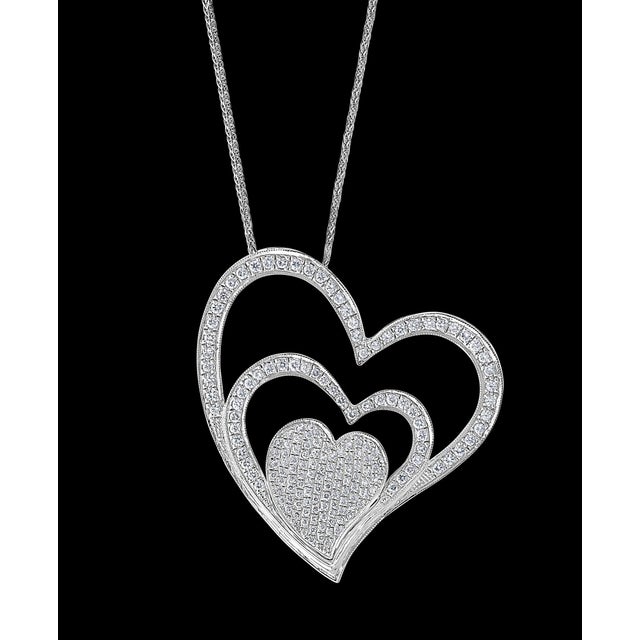 3.6 Ct Diamond Heart Pendant/ Necklace 18 Karat White Gold With 14 K Gold Chain Diamond weight: approximately 3.6 Carats...